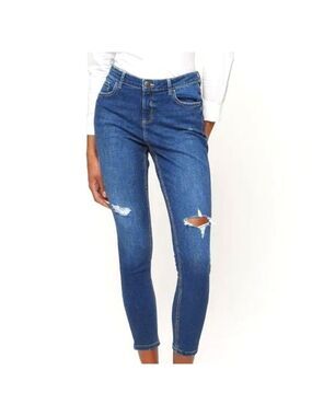 Dorothy Perkins Rip Knee Darcy Jeans Distressed Medium Wash High Rise Size 8